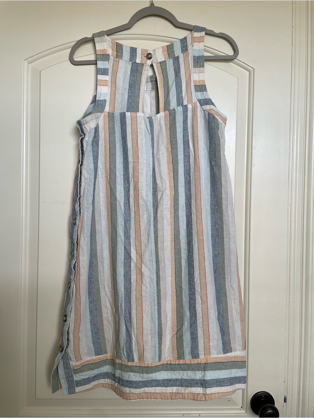 Women’s SZ M Striped Sleeveless Linen-Blend Dress - Picture 2 of 6